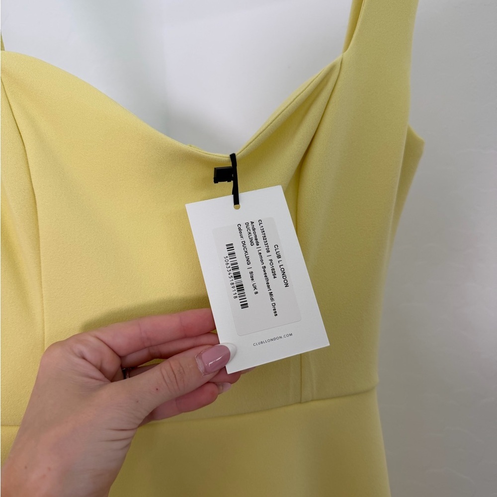 Club L London Sweetheart Midi Dress in Pale Yellow - NEW WITH TAGS - Picture 6 of 8